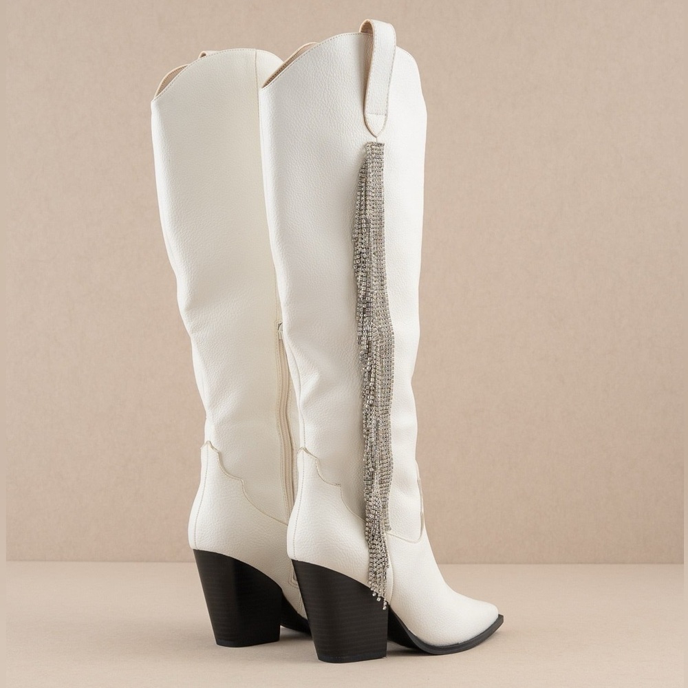Rhinestone Fringe Knee High Western Boots - Oasis Society - Picture 7 of 8